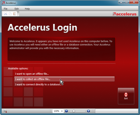 The Accelerus Login Window, with its welcome message to teachers who have not previously logged in