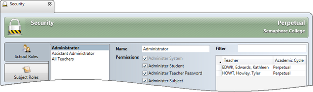 Set SecuritySchoolRole