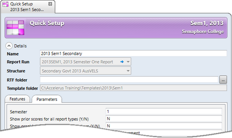 The mandatory fields in the Details section must be entered before you may save a Quick Setup instance