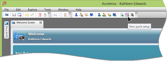 Click the New quick setup icon in the toolbar to bring up a new Quick Setup window