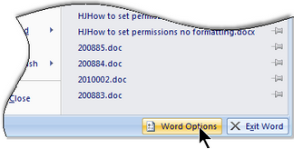 In Word 2007, click the Word Options icon
