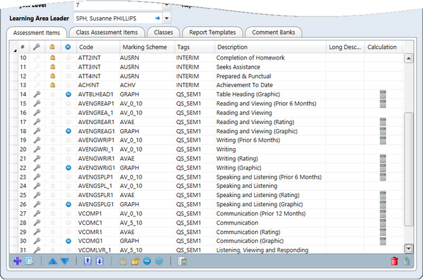 All of the system assessment items, showing a spanner, were produced via the Quick Setup window