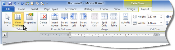 Word View Gridlines
