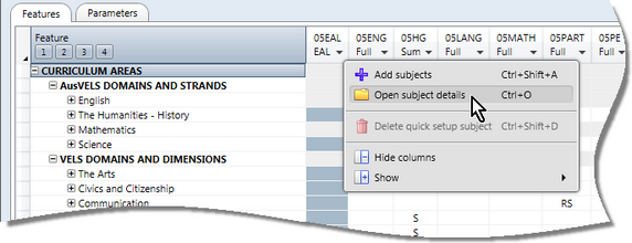 You may go directly to a subject's record from the Quick Setup window by right-clicking and selecting Open subject