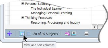 Clicking the View and sort icon will bring up a selection window allowing you to choose the subjects to view